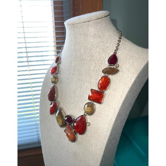Premier Designs Sparkling Orange & Amber Necklace -- 16" - Picture 4 of 9
